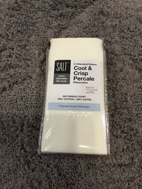 Salt Cool Crisp Percale Pillowcases-Ivory